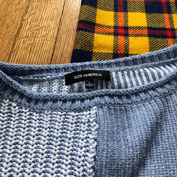 525 America Asymmetrical Blue Cable Knit Sweater - Picture 3 of 5